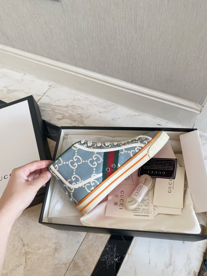 Alternative view of GUCCI TENNIS 1977 HIGH TOP SNEAKER LIGHT BLUE