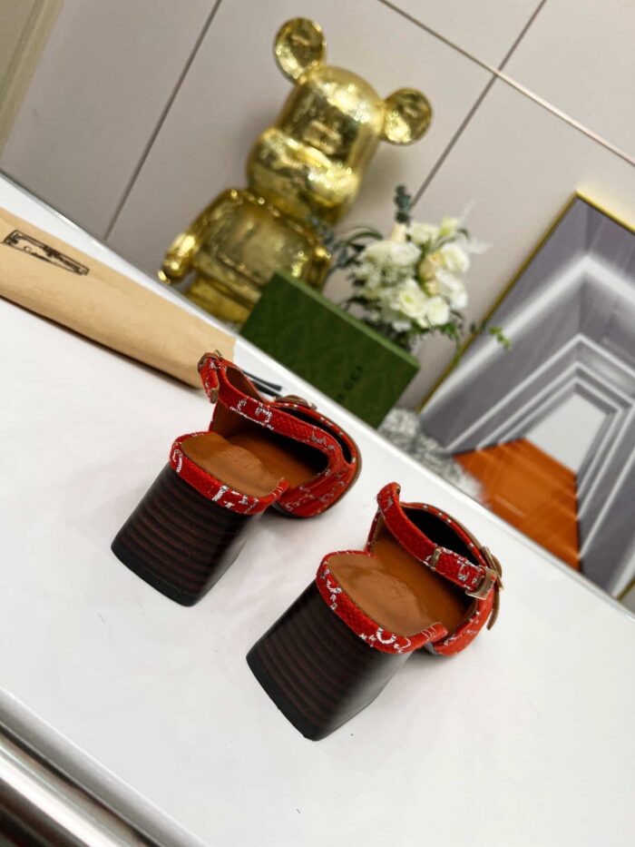 Alternative view of GUCCI WOMEN'S MID HEEL SLINGBACK BROWN AND RED