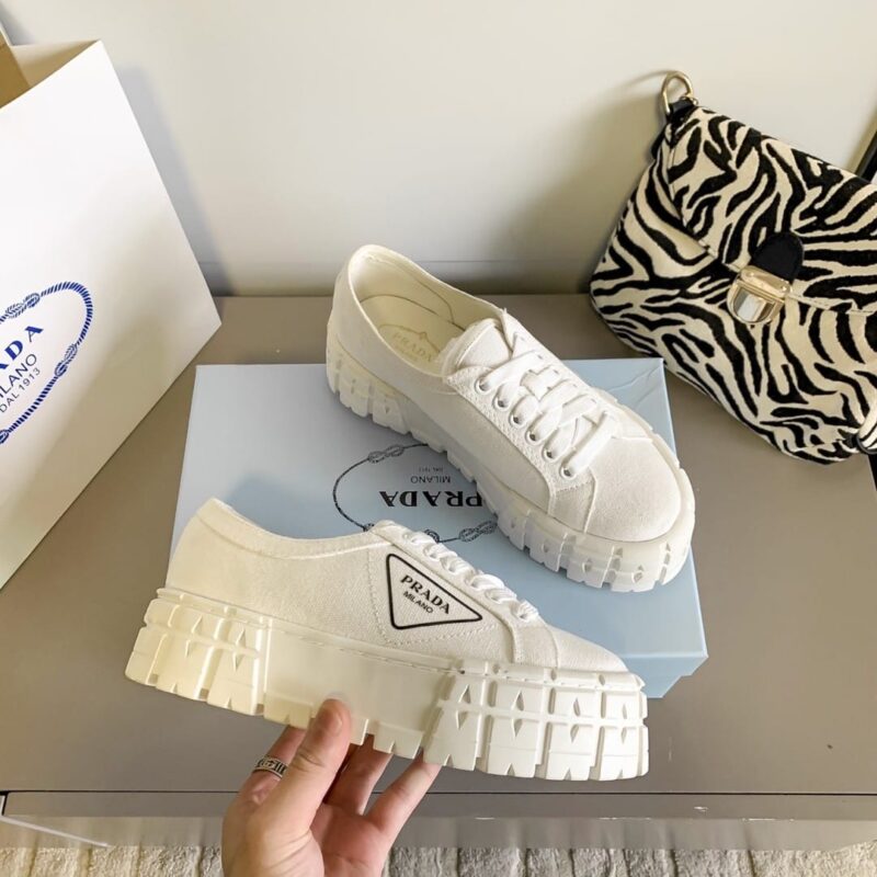 Alternative view of PRADA DOUBLE WHEEL RE NYLON GABARDINE SNEAKER WHITE 1E260M 3LFX F0009 F B050