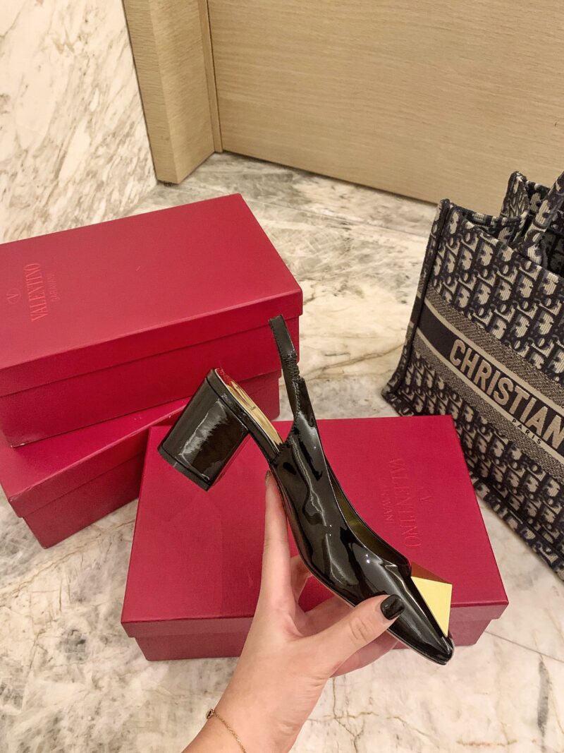 Alternative view of VALENTINO ONE STUD PATENT-LEATHER SLINGBACK PUMP BLACK XW2S0DQ2LAF0NO