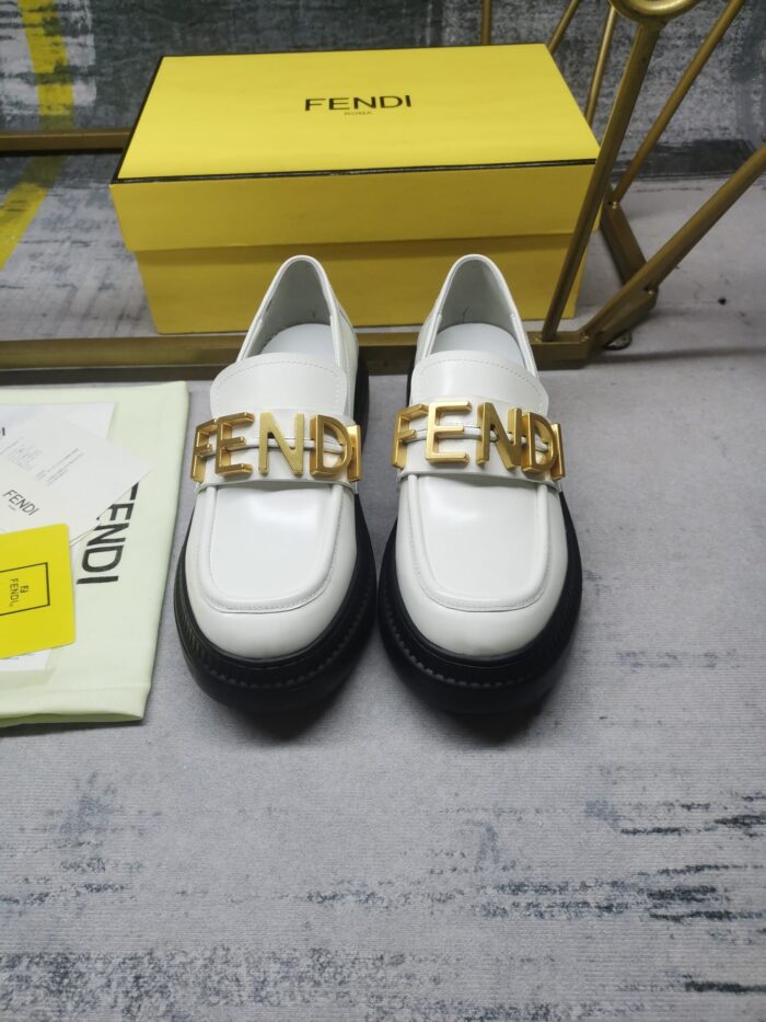 Alternative view of FENDIGRAPHY SMOOTH LEATHER LOAFERS WHITE 8D838369FF1IYW