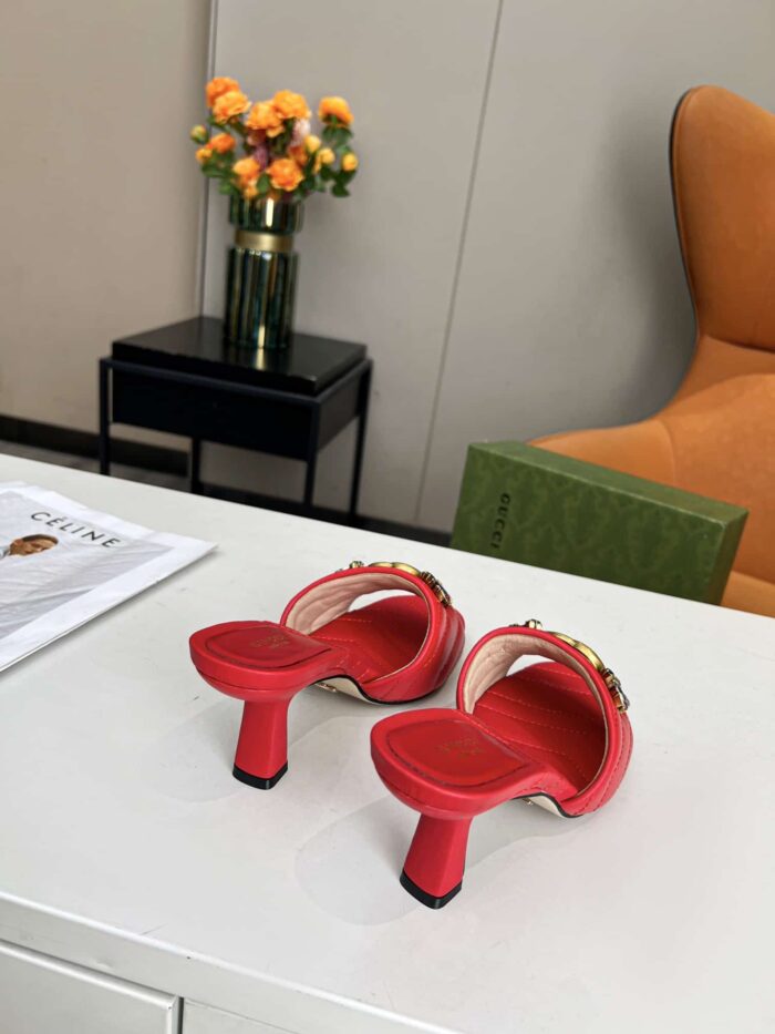 Alternative view of GUCCI WOMEN'S FLOWER DOUBLE G SLIDE SANDAL WINE RED