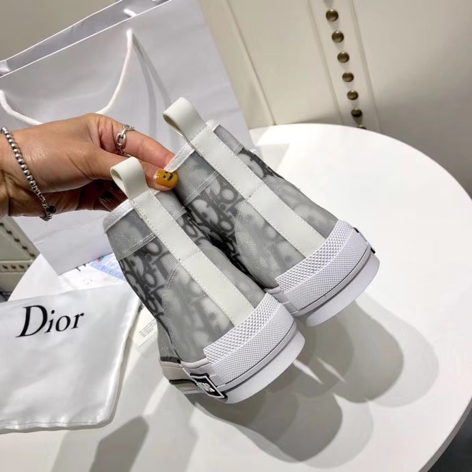 Alternative view of DIOR B23 HIGH-TOP SNEAKER OBLIQUE CANVAS WHITE AND BLACK 3SH118YJPH069