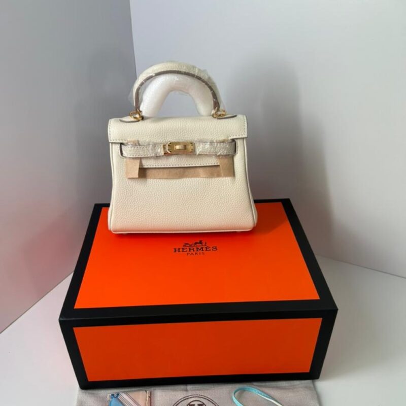 Alternative view of HERMES MINI KELLY BAG EPSOM WHITE GOLD HARDWARE 20CM