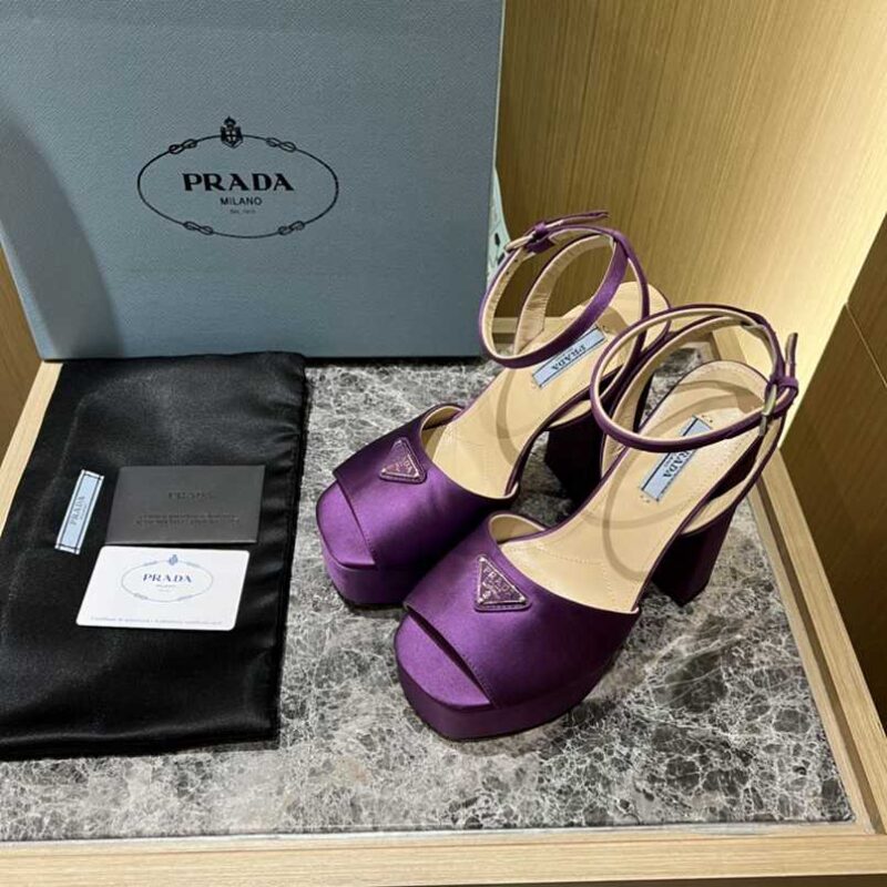 Alternative view of PRADA HIGH HEELED SATIN SANDALS VIOLET 1XP48B 049 F0030 F 135