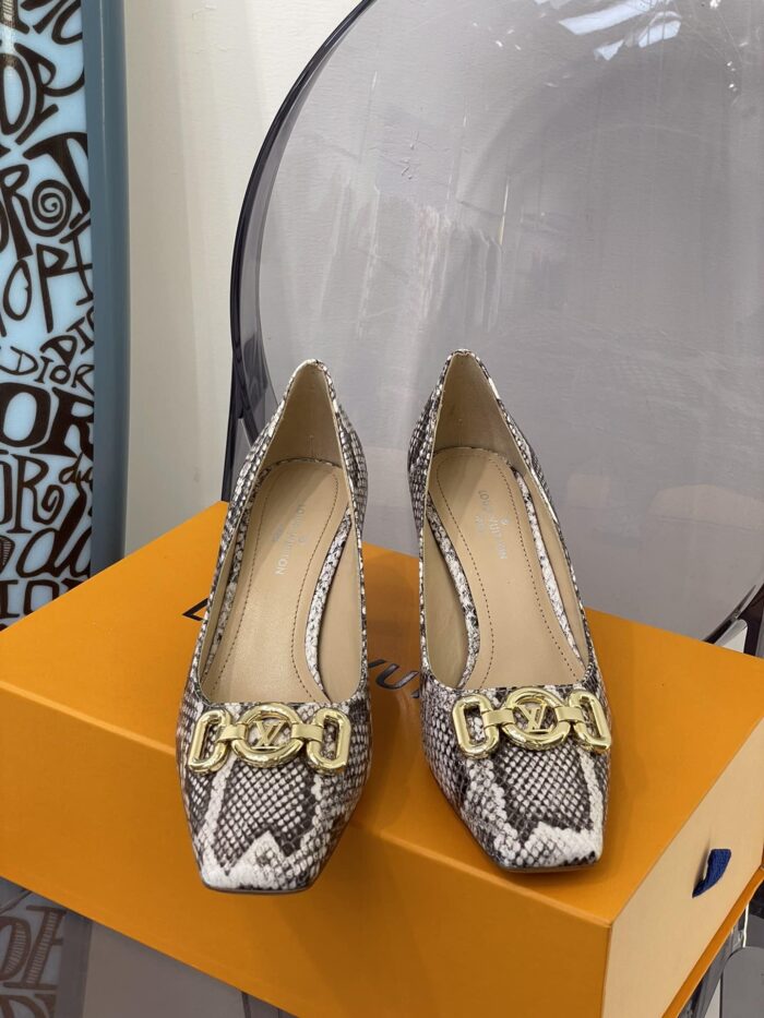 Alternative view of LOUIS VUITTON LV SQUARE TOE SNAKE PRINT HEEL PUMP