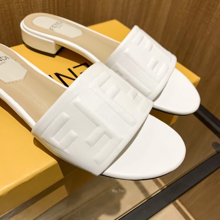 Alternative view of FENDI SILK COWHIDE SLIPPERS WHITE