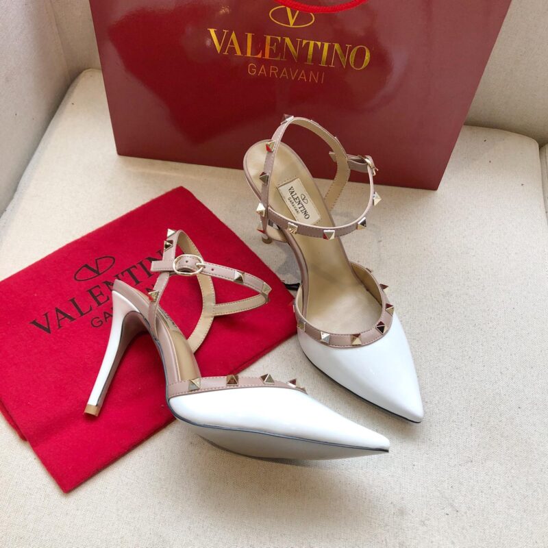 Alternative view of VALENTINO ROCKSTUD WHITE SLINGBACK