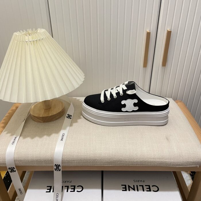 Alternative view of CELINE JANE MULE SNEAKER WITH TRIOMPHE PATCH IN CANVAS BLACK