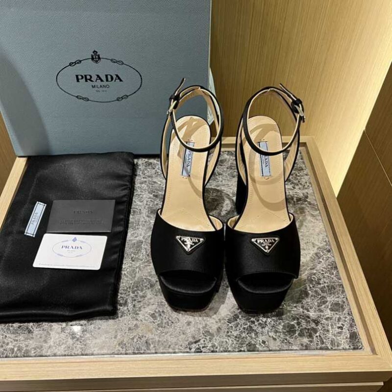 Alternative view of PRADA HIGH HEELED SATIN SANDALS BLACK 1XP48B 049 F0002 F 135