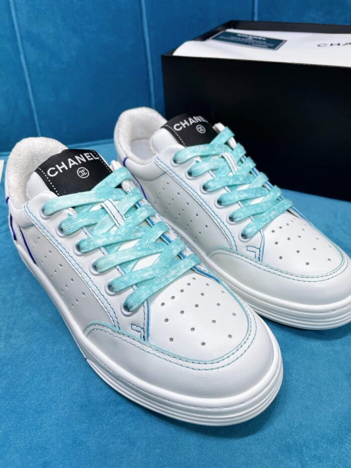 Alternative view of CHANEL TRAINER SNEAKERS WHITE AND BLUE