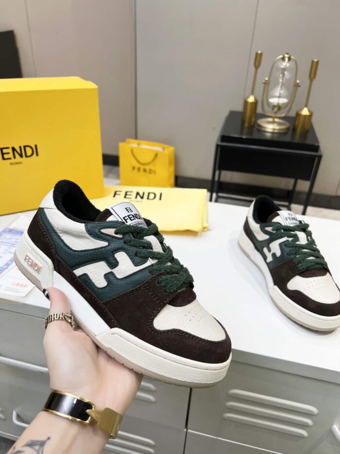 Alternative view of FENDI MATCH LOW TOPS SUEDE BLACK GREEN SHOELACE
