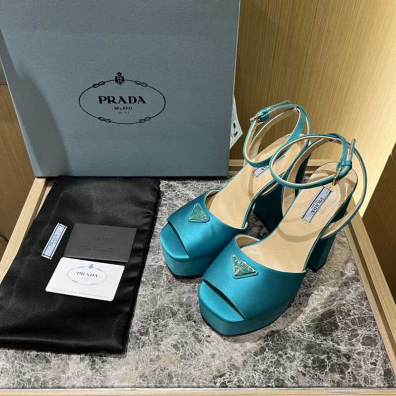 Alternative view of PRADA HIGH HEELED SATIN SANDALS ABSINTHE 1XP48B 049 F0MYE F 135