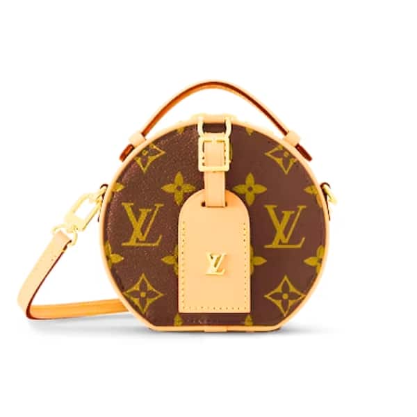 LOUIS VUITTON PETITE BOITE CHAPEAU BEIGE AND BROWN 13CM