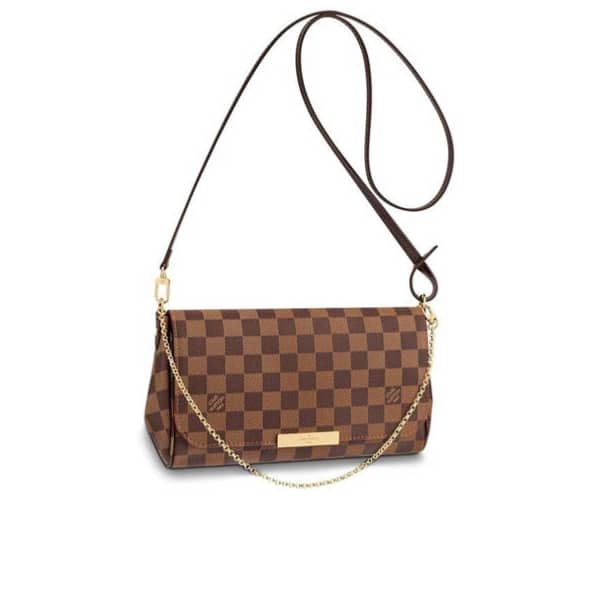 LOUIS VUITTON FAVORITE MM DAMIER EBENE BROWN 25CM N41129