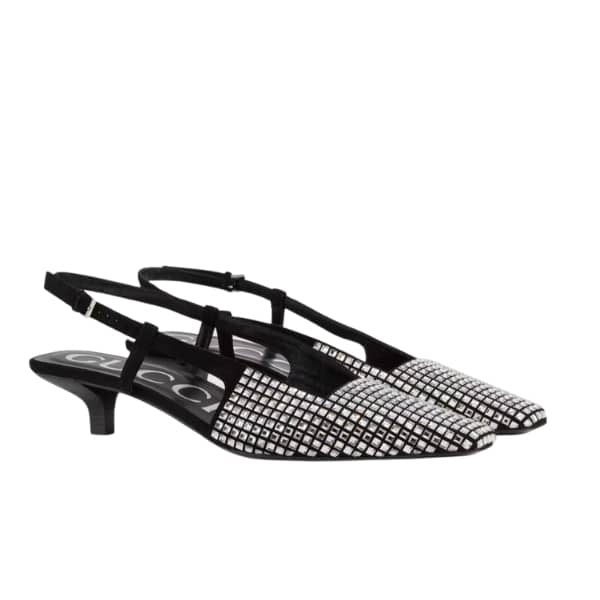 GUCCI WOMEN’S SLINGBACK PUMP CRYSTAL-EMBELLISHED ‎679364 C2000 1000