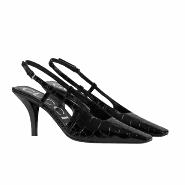 GUCCI WOMEN’S CROCODILE PRINT PUMP BLACK 674666 UKQ00 1000