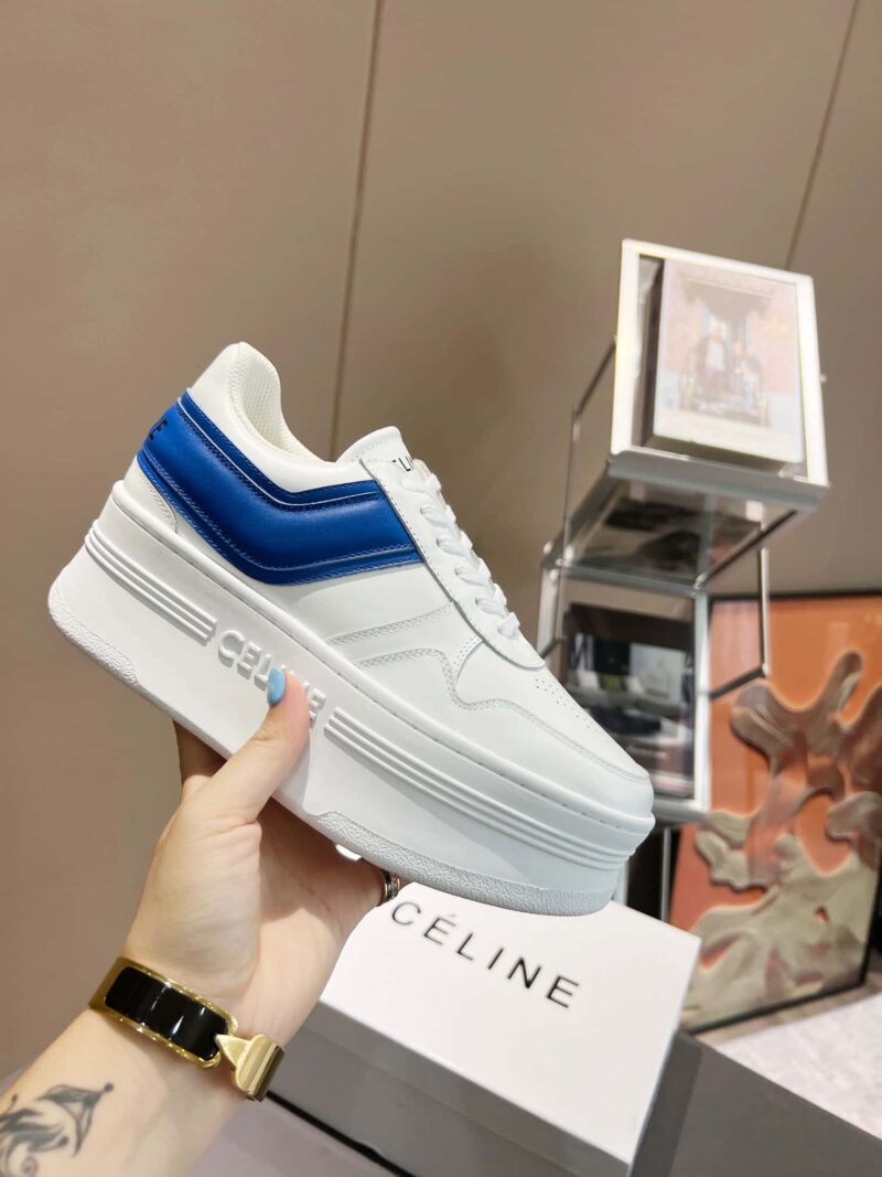 Alternative view of CELINE BLOCK SNEAKERS WITH WEDGE IN CALFSKIN OPTIC WHITE BLUE 346163338C01UB