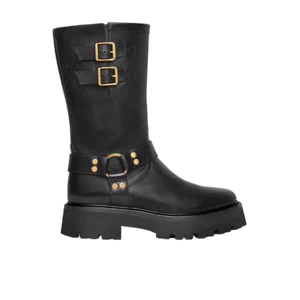 CELINE BULKY MID BIKER BOOT WITH HARNESS IN CALFSKIN VEGETAL TANNING 354573882C38NG