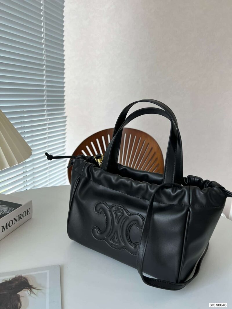 Alternative view of CELINE SMALL CABAS DRAWSTRING CUIR TRIOMPHE IN SMOOTH CALFSKIN BLACK 24CM 111013DU338NO