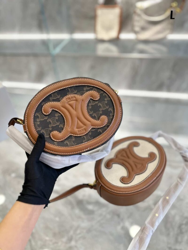 Alternative view of CELINE OVAL BAG CUIR TRIOMPHE IN TRIOMPHE CANVAS AND CALFSKIN TAN 20CM 198602EIN04LU