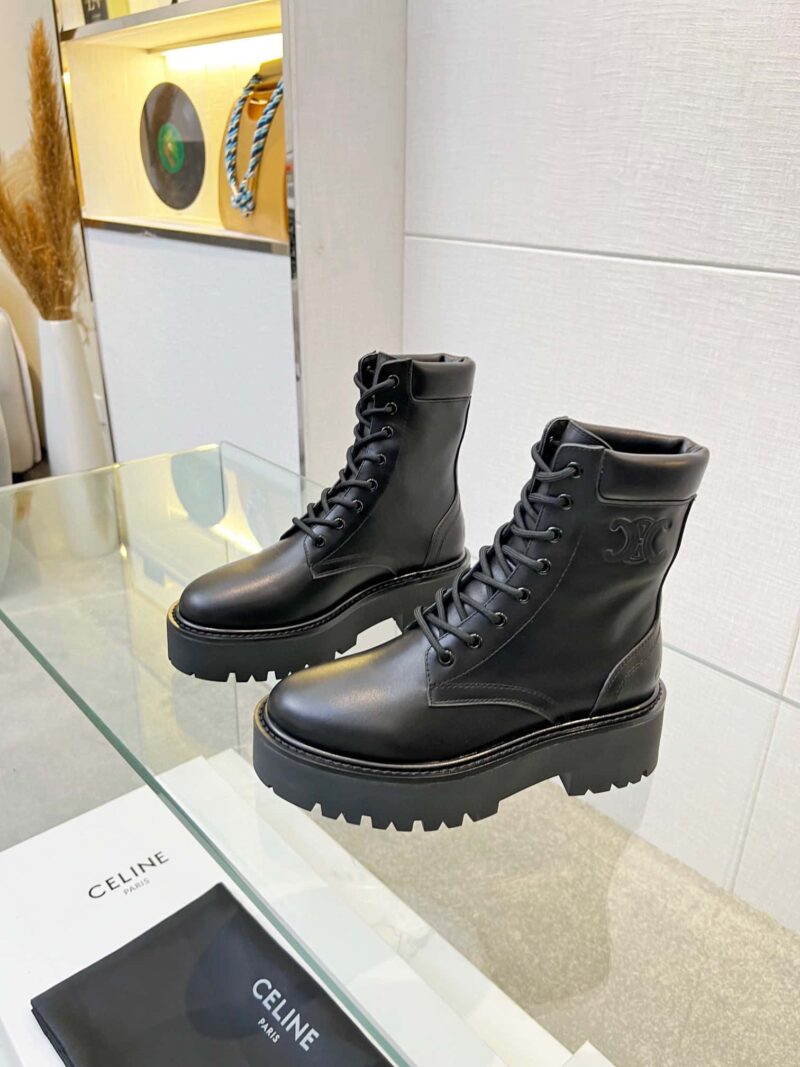 Alternative view of CELINE LACE UP BOOT WITH TRIOMPHE CELINE BULKY IN CALFSKIN BLACK