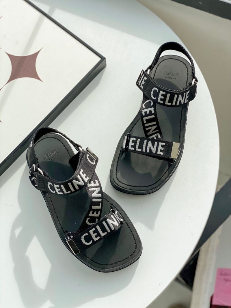 Alternative view of CELINE LEO STRAPPY SANDAL IN WITH CELINE JACQUARD BLACK 345672208C38AW