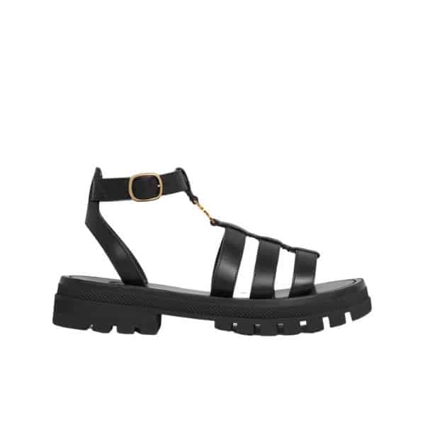 CELINE CLEA TRIOMPHE GLADIATOR CHUNKY SANDAL IN CALFSKIN BLACK 343593023C38NO