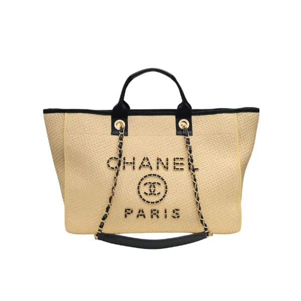 CHANEL STRAW DEAUVILLE TOTE BAG 39CM