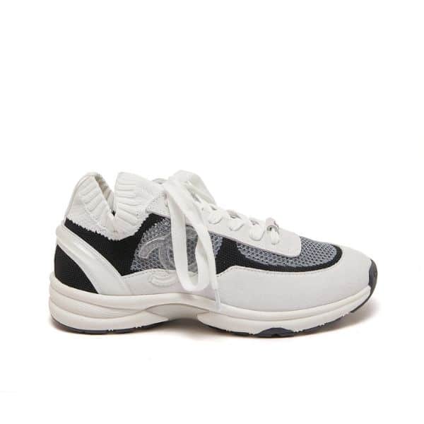 CHANEL CRUISE SOCK SNEAKERS WHITE BLACK