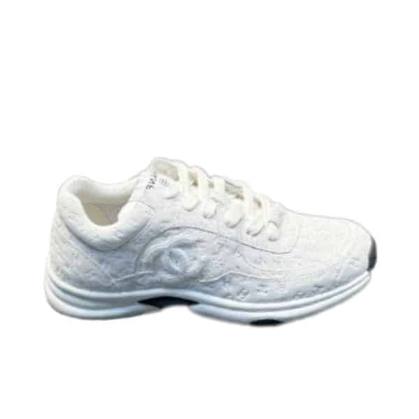 CHANEL CC EMBOSSED LOGO SUEDE WHITE