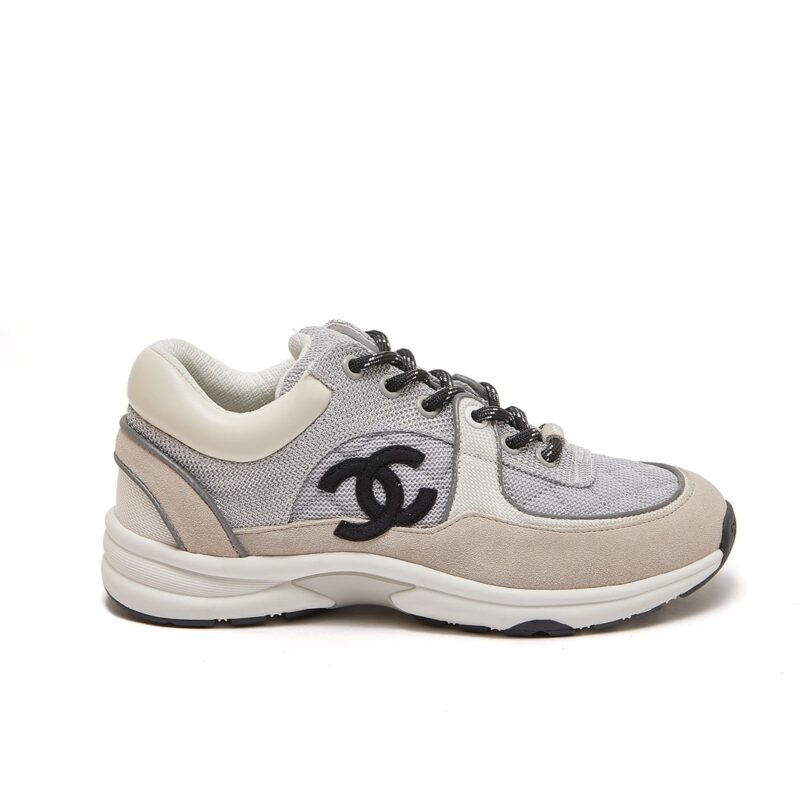 CHANEL LOW TOP TRAINER GRAY WHITE