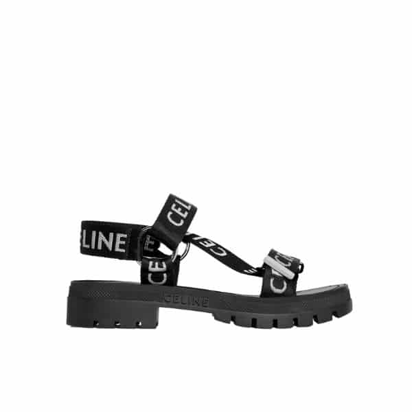 CELINE LEO STRAPPY SANDAL IN WITH CELINE JACQUARD BLACK 345672208C38AW