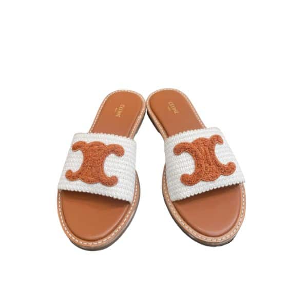 CELINE TRIOMPHE MULE BEIGE WHITE TAN