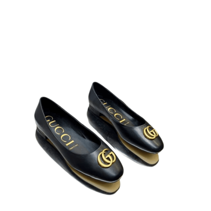 GUCCI WOMEN'S BALLET FLAT WITH GG LOGO BLACK
