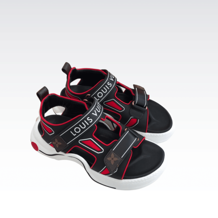 LOUIS VUITTON ARCHLIGHT MONOGRAM RED SANDALS