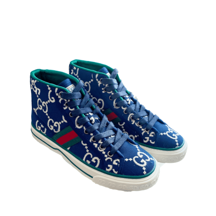 GUCCI TENNIS 1977 HIGH TOP SNEAKER BLUE NAVY