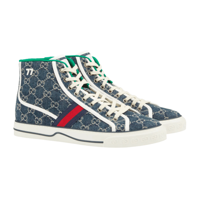 GUCCI TENNIS 1977 HIGH TOP SNEAKER DARK BLUE 625807 2KQ90 4464