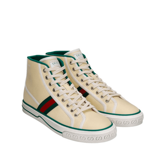 GUCCI'S GO RETRO TENNIS 1977 CANVAS HIGH-TOP SNEAKER BEIGE