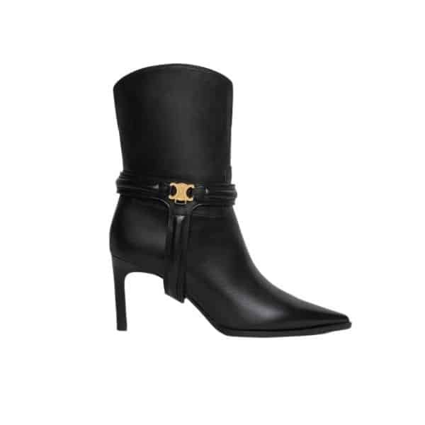 CELINE VERNEUIL TRIOMPHE HARNESS LOW BOOT IN CALFSKIN BLACK 352303492C38NO