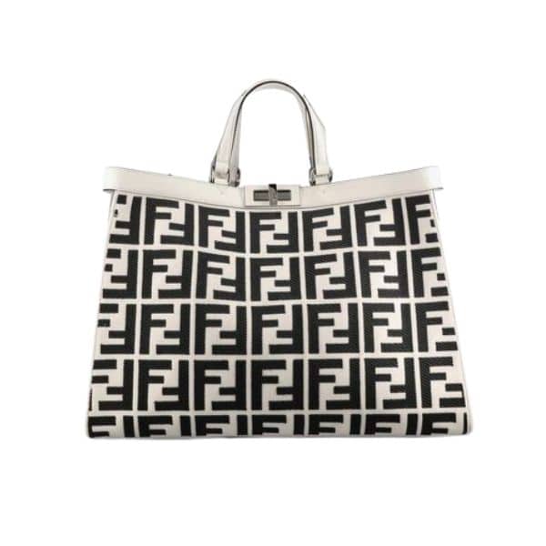 FENDI PEEKABOO FF LOGO XTOTE BLACK AND WHITE 40CM