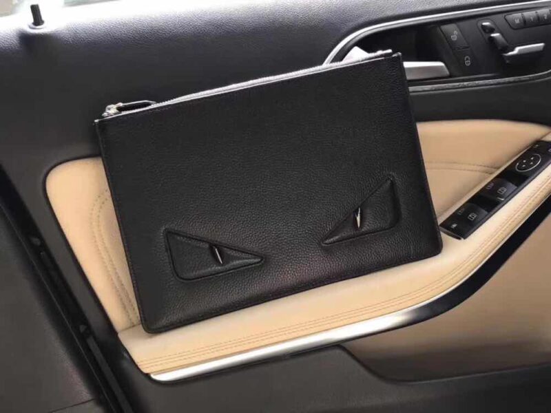 Alternative view of FENDI BLACK LEATHER AND BLACK EYES CLUTCH 30CM