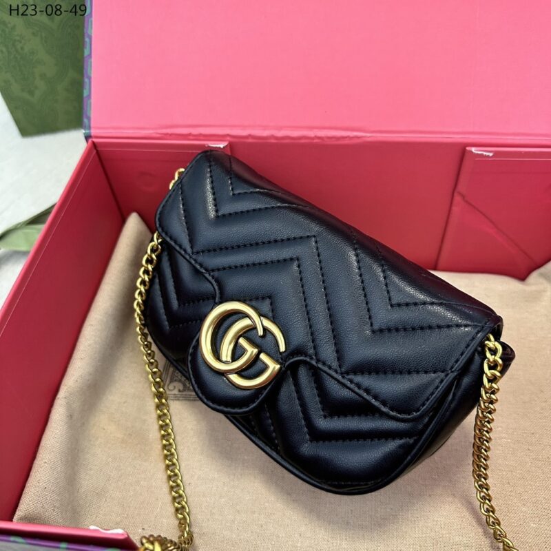 Alternative view of GUCCI GG MARMONT LEATHER SUPER MINI BAG BLACK 17CM 476433 DTDCT 1000