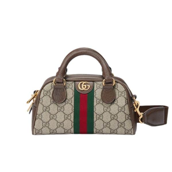 GUCCI OPHIDIA GG MINI TOP HANDLE BAG BROWN 22CM ‎724606 9C2SG 8746