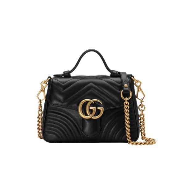 GUCCI GG MARMONT MINI TOP HANDLE BAG BLACK 20CM ‎547260 DTDIT 1000