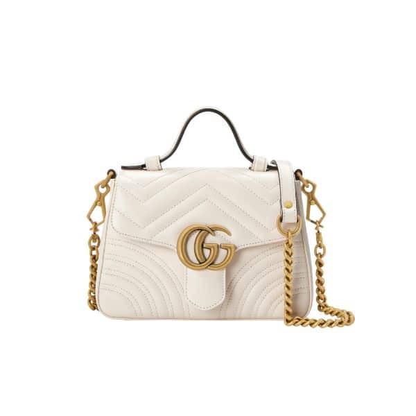 GUCCI GG MARMONT MINI TOP HANDLE BAG WHITE 20CM ‎547260 DTDIT 9022