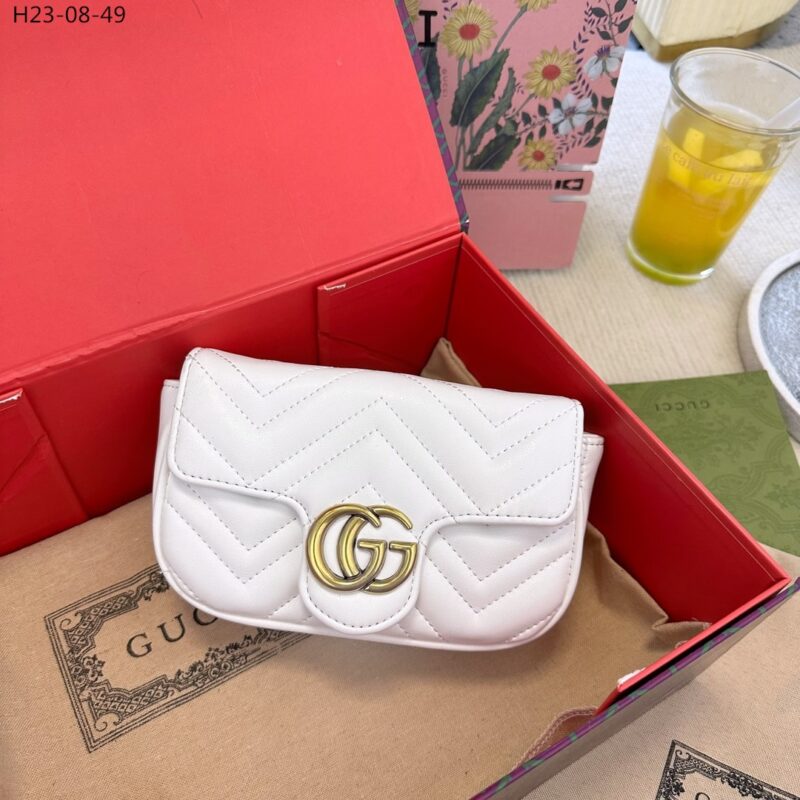 Alternative view of GUCCI GG MARMONT LEATHER SUPER MINI BAG WHITE 17CM ‎476433 DTDCT 9022