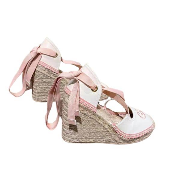 GUCCI GG CANVAS WEDGE ESPADRILLES PINK