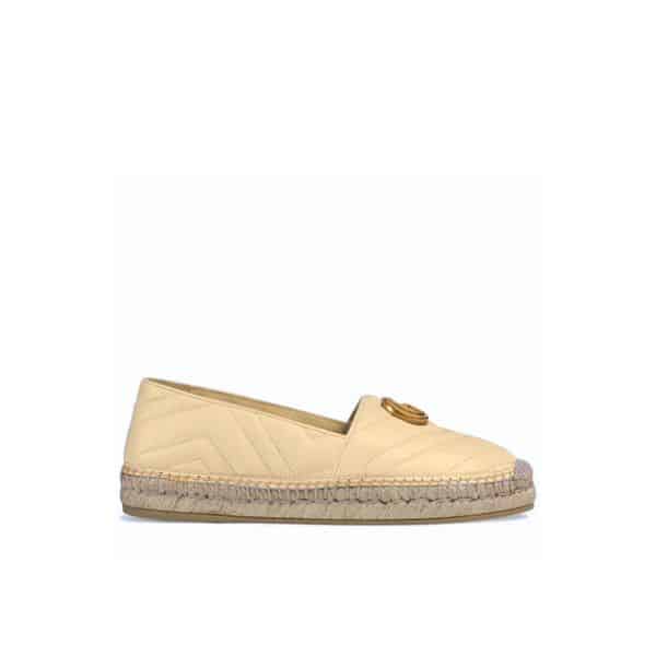 GUCCI LEATHER ESPADRILLE WITH DOUBLE G BEIGE