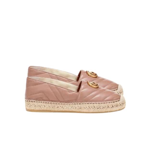 GUCCI LEATHER ESPADRILLE WITH DOUBLE G PINK